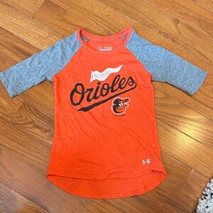 Under Armour Kids Baltimore Orioles Orange and Gray Raglan Shirt